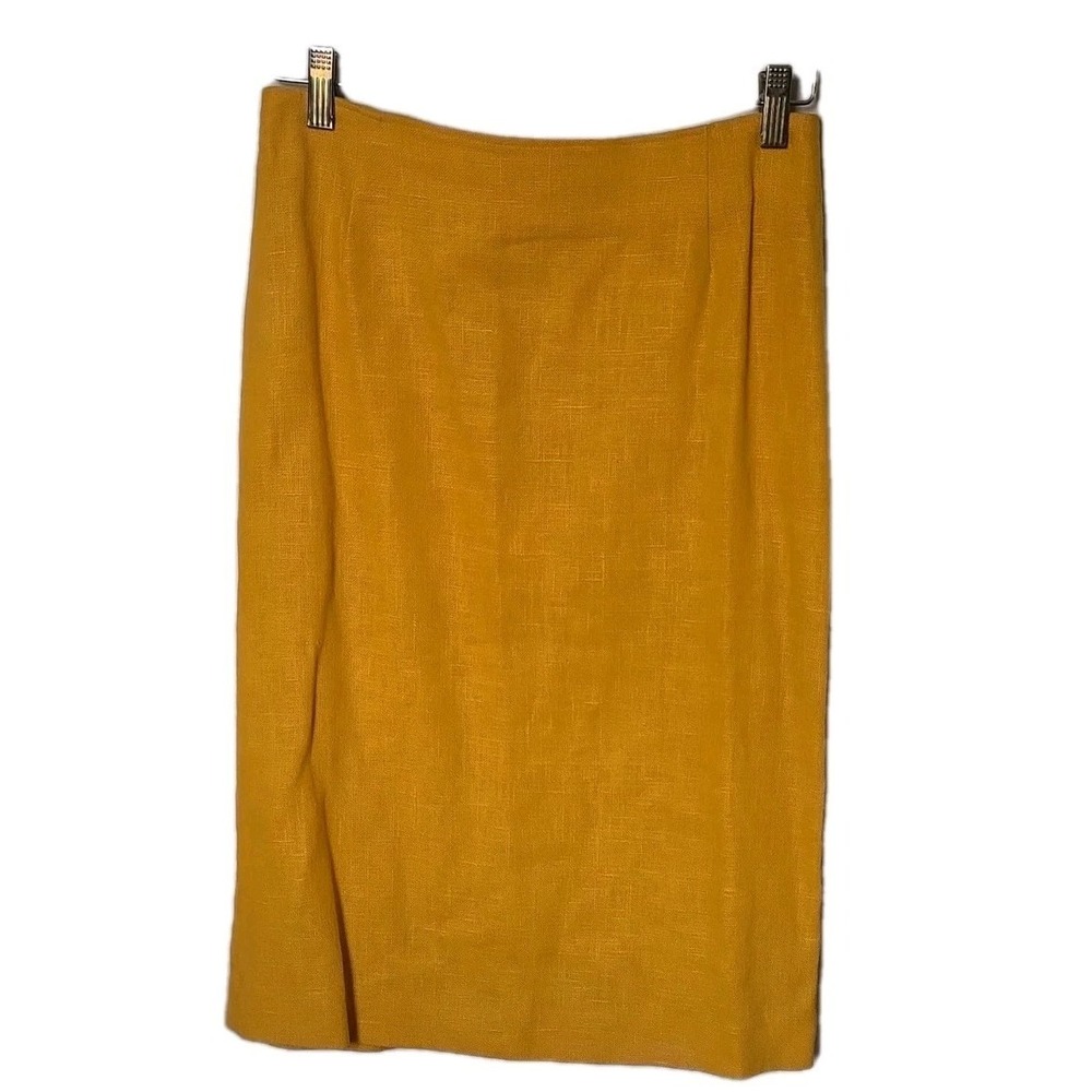 Vintage 80's Iconic Diane von Furstenberg Mustard 100% Ramie Blazer/Skirt Set. - Picture 7 of 16